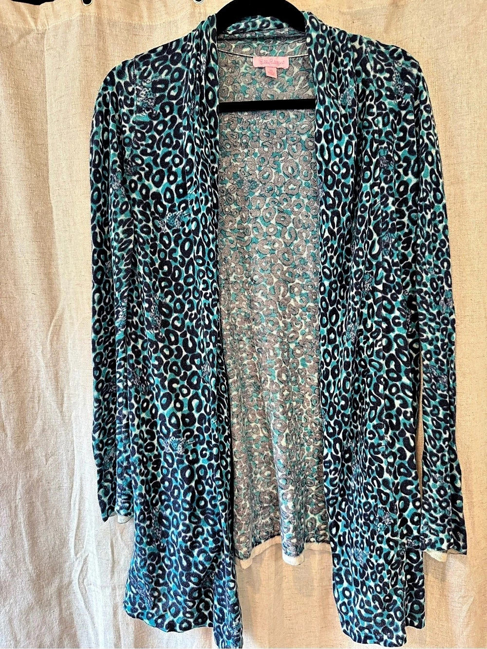 Lilly Pulitzer Animal Print Cardigan in Blue & Green Size XS Like New